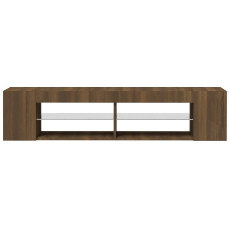 Szafka TV z oświetleniem LED, brązowy dąb, 135x39x30 cm