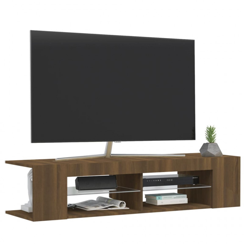 Szafka TV z oświetleniem LED, brązowy dąb, 135x39x30 cm