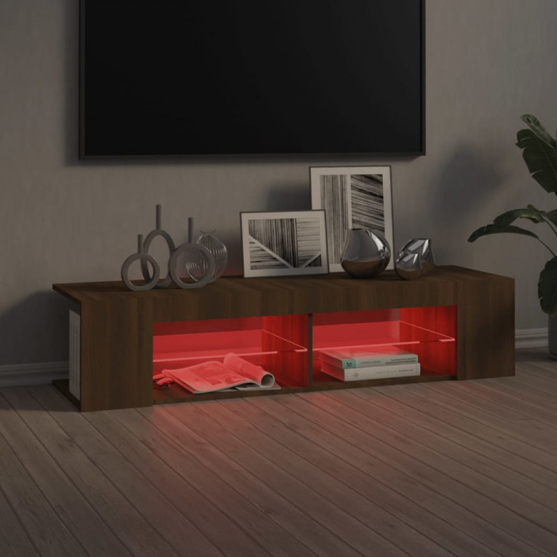 Szafka TV z oświetleniem LED, brązowy dąb, 135x39x30 cm