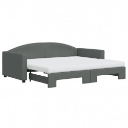 Sofa rozsuwana z materacami, ciemnoszara, 90x190 cm, tkanina