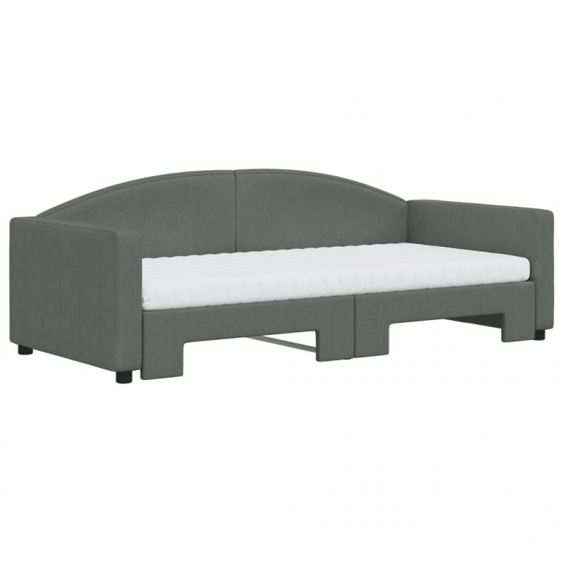 Sofa rozsuwana z materacami, ciemnoszara, 90x190 cm, tkanina