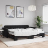 Sofa rozsuwana z materacami, czarna, 90x200 cm, aksamit