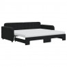 Sofa rozsuwana z materacami, czarna, 90x200 cm, aksamit
