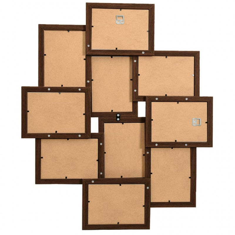 Ramka na 10 zdjęć 13x18 cm, ciemnobrązowa, MDF