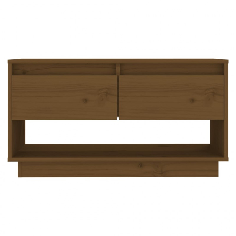 Szafka pod TV, miodowy brąz, 74x34x40 cm, lite drewno sosnowe