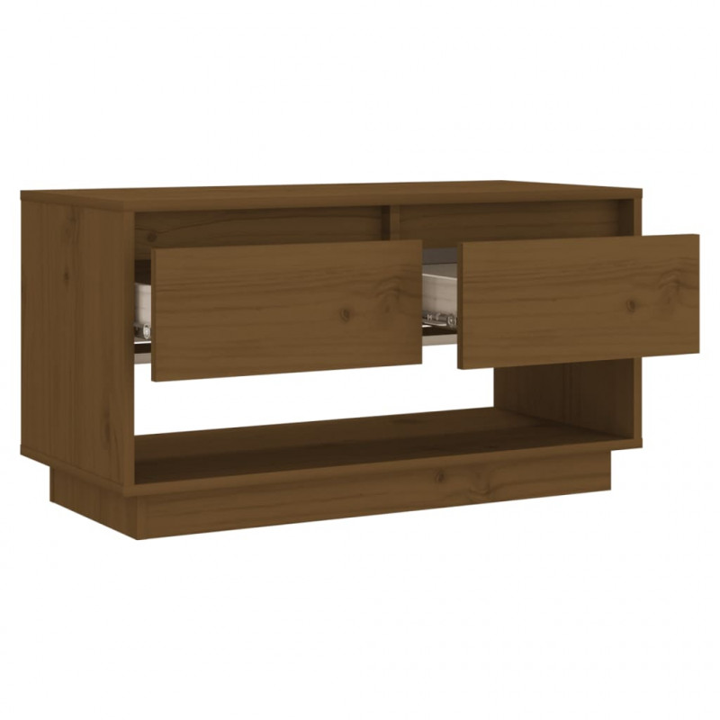 Szafka pod TV, miodowy brąz, 74x34x40 cm, lite drewno sosnowe