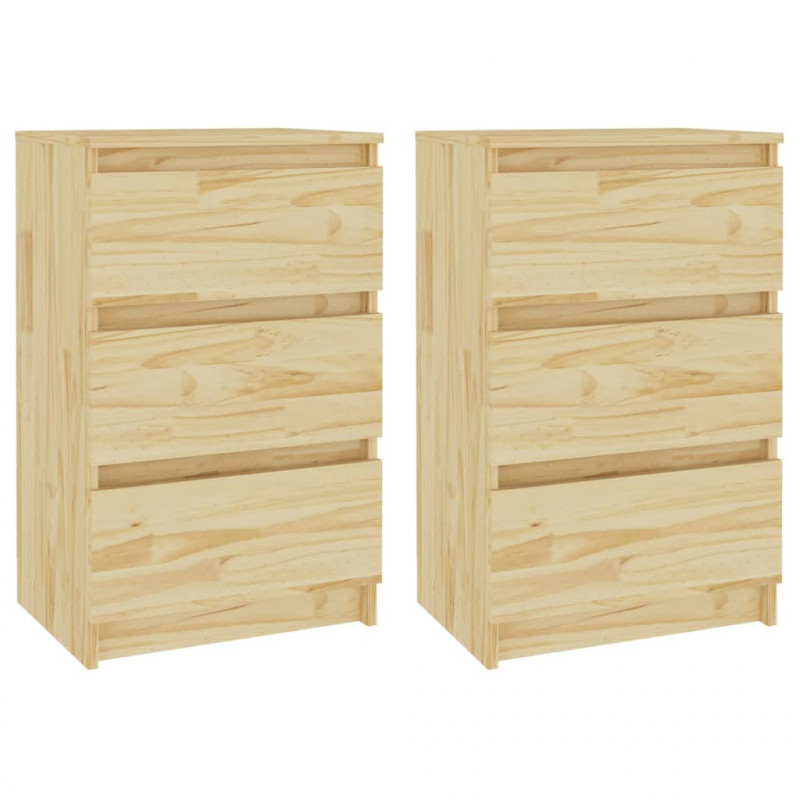Szafki nocne, 2 szt., 40x29,5x64 cm, lite drewno sosnowe