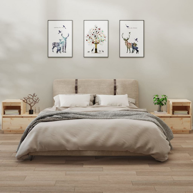 Szafki nocne, 2 szt., 60x34x51 cm, lite drewno sosnowe