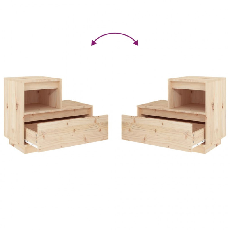 Szafki nocne, 2 szt., 60x34x51 cm, lite drewno sosnowe