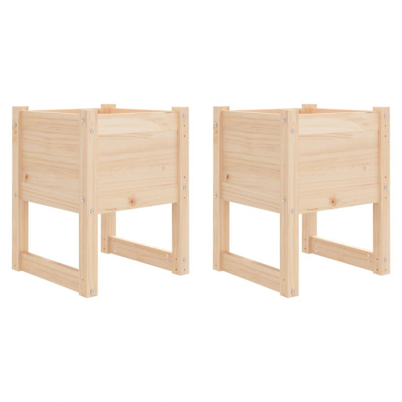 Donice, 2 szt., 40x40x52,5 cm, lite drewno sosnowe