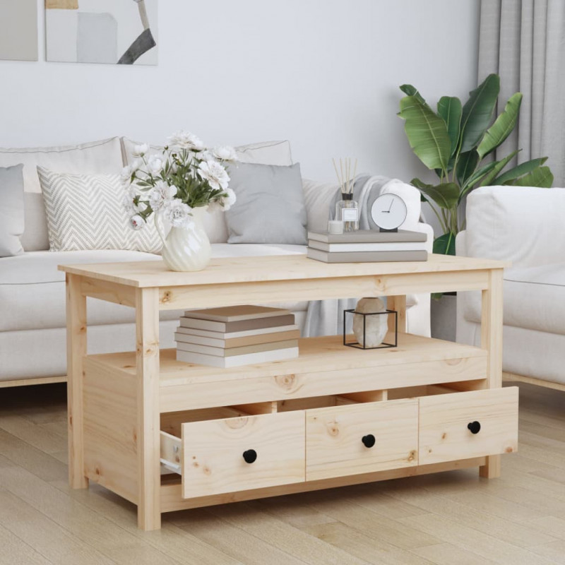 Stolik kawowy, 102x49x55 cm, lite drewno sosnowe