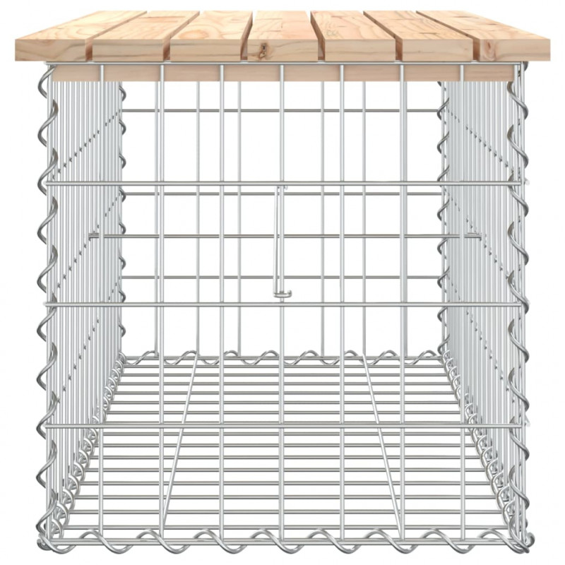 Ławka ogrodowa, z gabionem, 83x44x42 cm, lite drewno sosnowe