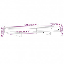 Podstawka na monitor, 100x27x14 cm, lite drewno sosnowe