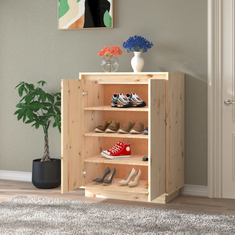 Szafka na buty, 60x35x80 cm, lite drewno sosnowe