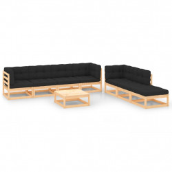 8-cz. zestaw mebli ogrodowych z poduszkami, lite drewno sosnowe