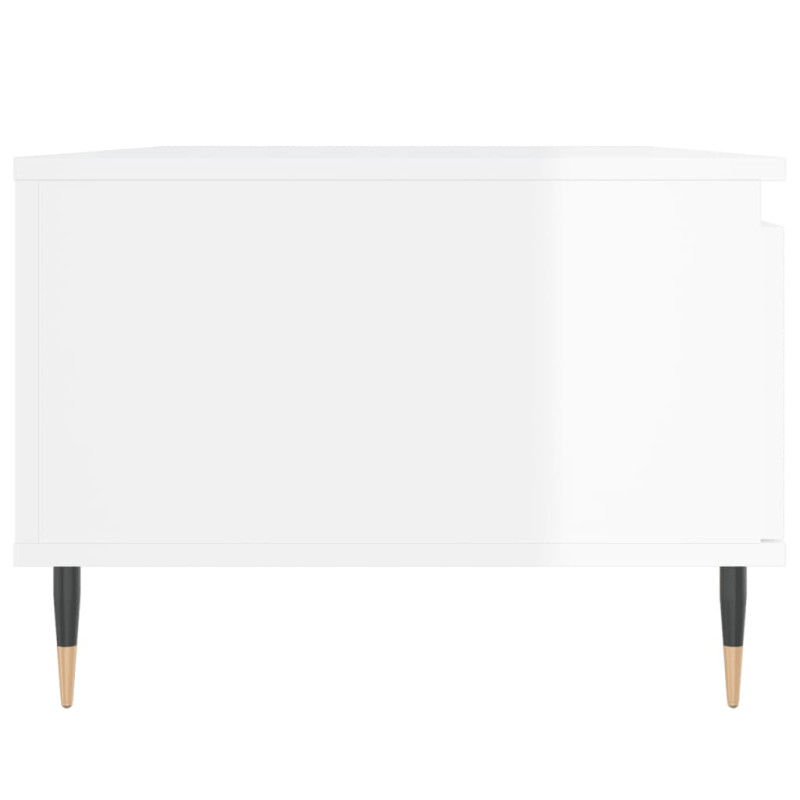 Stolik kawowy, biały o wysokim połysku, 90x50x36,5 cm