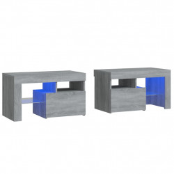 Szafki nocne z LED, 2 szt., szary dąb sonoma, 70x36,5x40 cm