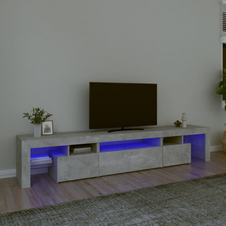 Szafka pod TV z oświetleniem LED, szarość betonu 215x36,5x40 cm