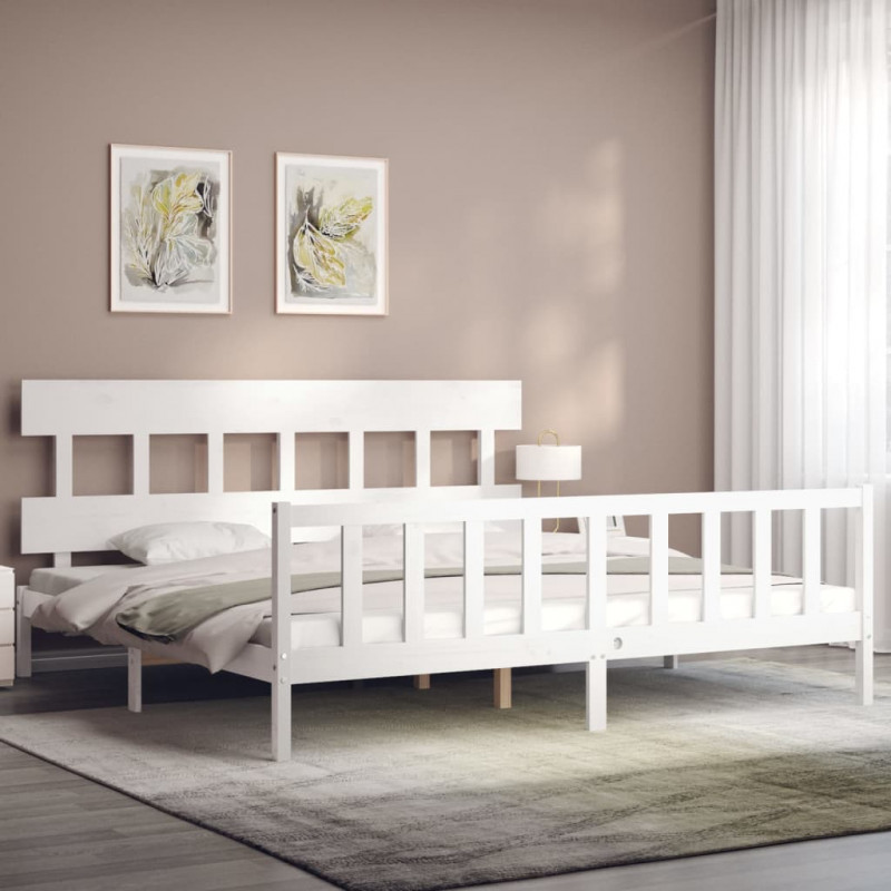 Łóżko bez materaca, białe, 200x200 cm, lite drewno sosnowe