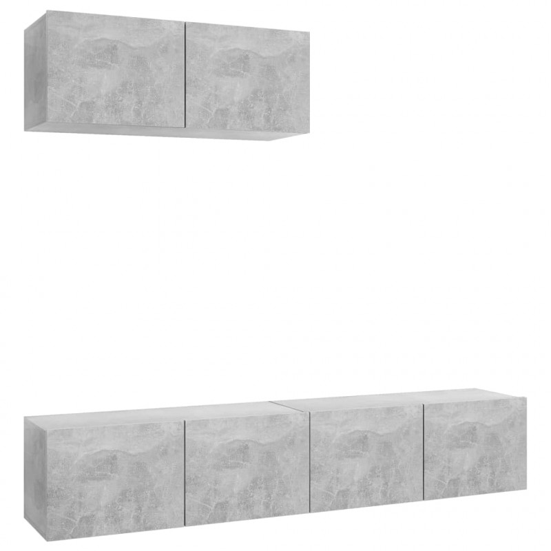Szafki TV, 3 szt., szarość betonu, materiał drewnopochodny