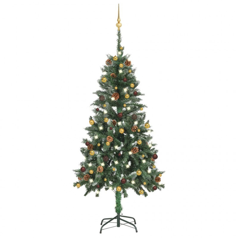 Sztuczna choinka z lampkami i bombkami, 150 cm