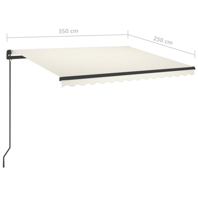 Ręcznie zwijana markiza z LED, 3,5x2,5 m, kremowa