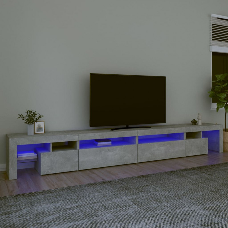 Szafka pod TV z oświetleniem LED, szarość betonu, 290x36,5x40cm