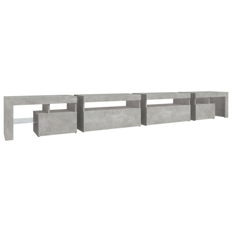 Szafka pod TV z oświetleniem LED, szarość betonu, 290x36,5x40cm