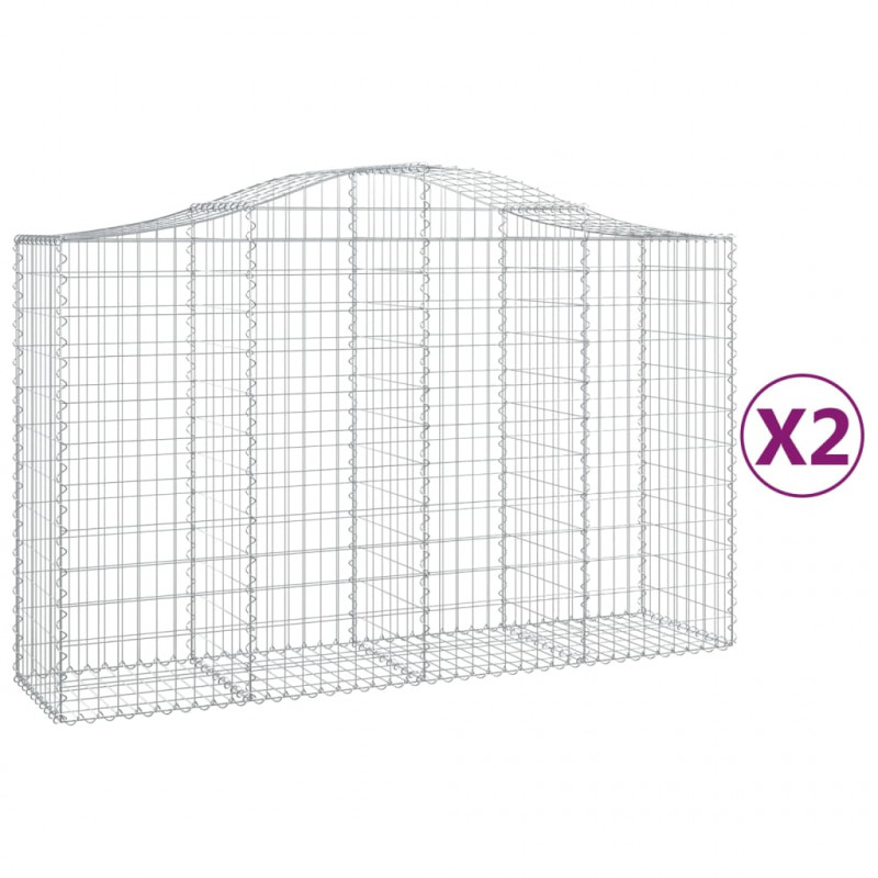 Kosze gabionowe, 2 szt, 200x50x120/140 cm, galwanizowane żelazo