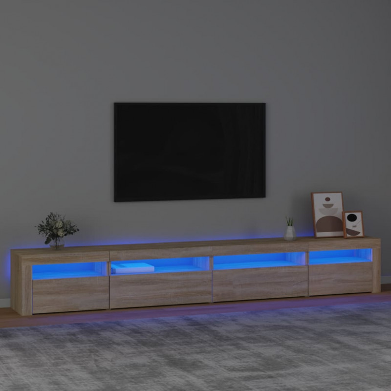 Szafka pod TV z oświetleniem LED, dąb sonoma, 270x35x40 cm