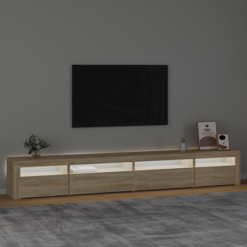 Szafka pod TV z oświetleniem LED, dąb sonoma, 270x35x40 cm