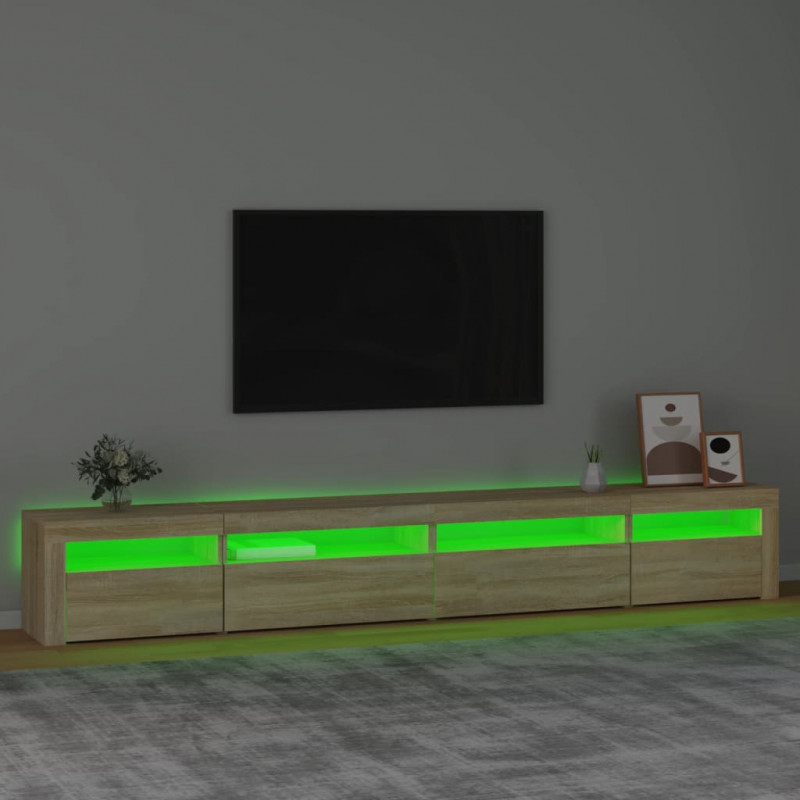 Szafka pod TV z oświetleniem LED, dąb sonoma, 270x35x40 cm