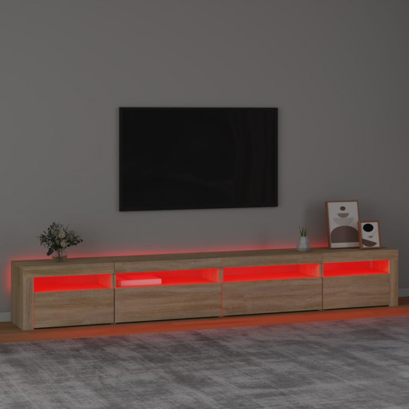 Szafka pod TV z oświetleniem LED, dąb sonoma, 270x35x40 cm