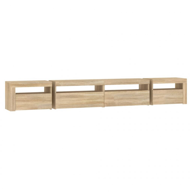 Szafka pod TV z oświetleniem LED, dąb sonoma, 270x35x40 cm