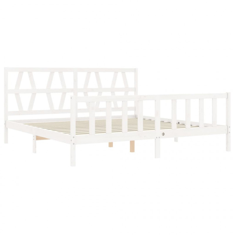 Łóżko bez materaca, białe, 200x200 cm, lite drewno sosnowe