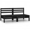 2-osobowa sofa ogrodowa, czarna, lite drewno sosnowe