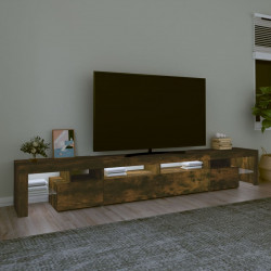 Szafka pod TV z LED, przydymiony dąb, 260x36,5x40 cm