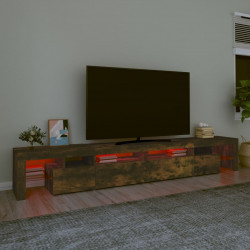 Szafka pod TV z LED, przydymiony dąb, 260x36,5x40 cm