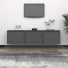 Szafki pod TV, 3 szt., szare, lite drewno sosnowe
