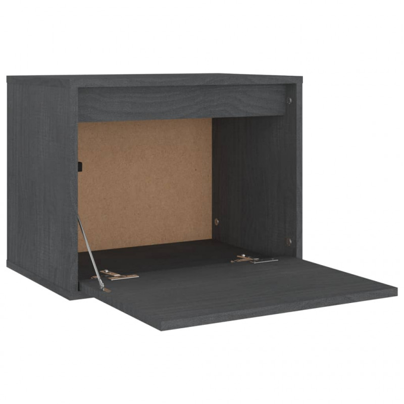Szafki pod TV, 3 szt., szare, lite drewno sosnowe