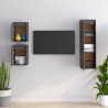 Szafki pod TV, 3 szt., szare, lite drewno sosnowe
