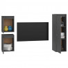 Szafki pod TV, 3 szt., szare, lite drewno sosnowe