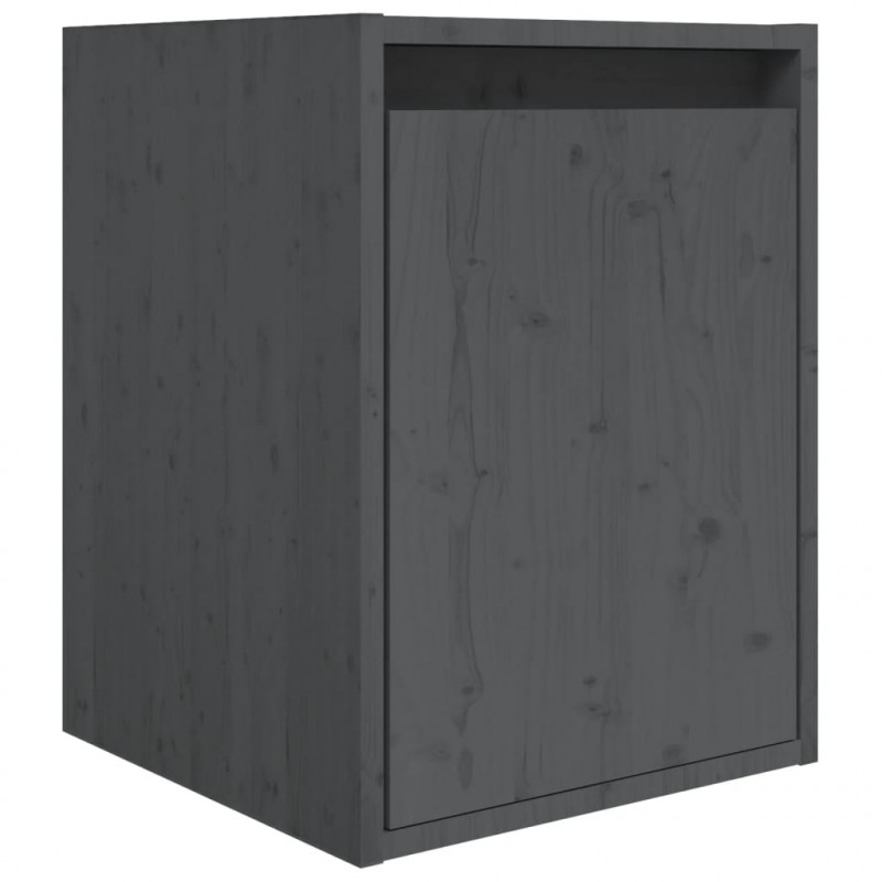 Szafki pod TV, 3 szt., szare, lite drewno sosnowe