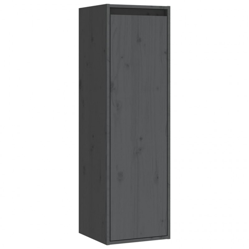 Szafki pod TV, 3 szt., szare, lite drewno sosnowe