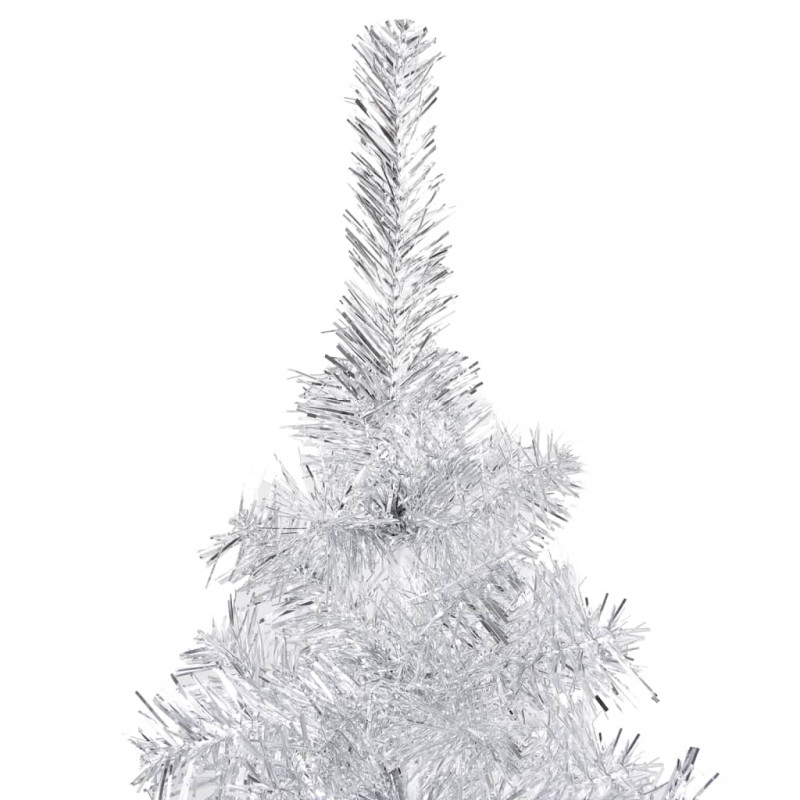 Sztuczna choinka z lampkami i bombkami, srebrna, 240 cm, PET
