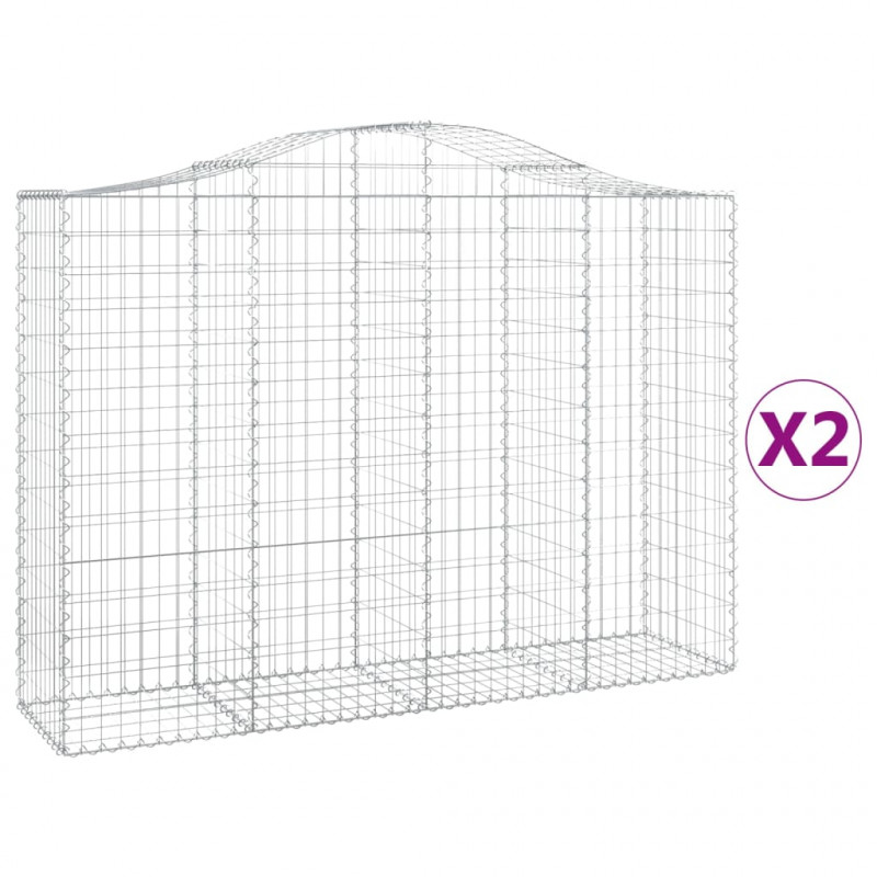 Kosze gabionowe, 2 szt, 200x50x140/160 cm, galwanizowane żelazo