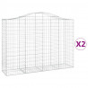 Kosze gabionowe, 2 szt, 200x50x140/160 cm, galwanizowane żelazo
