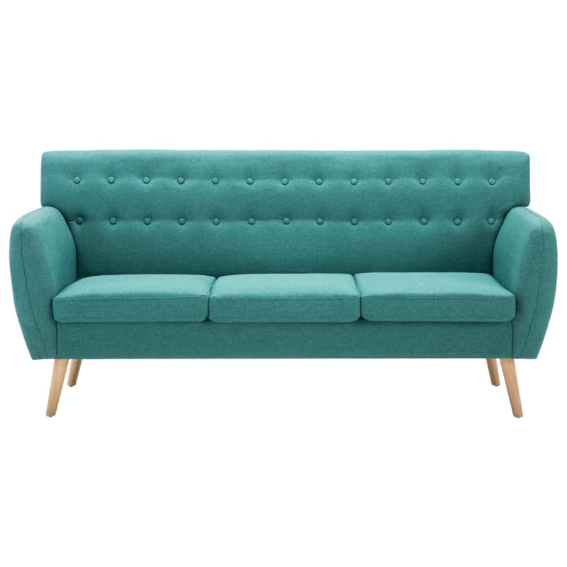 3-osobowa sofa tapicerowana tkaniną, 172x70x82 cm, zielona