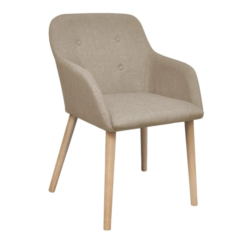 Krzesła do jadalni, 4 szt., beżowe, tkanina i lity dąb