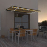 Ręcznie zwijana markiza z LED, 450 x 300 cm, żółto-biała